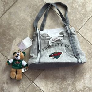 Minnesota wild sweatshirt handbag and bear NHL gray